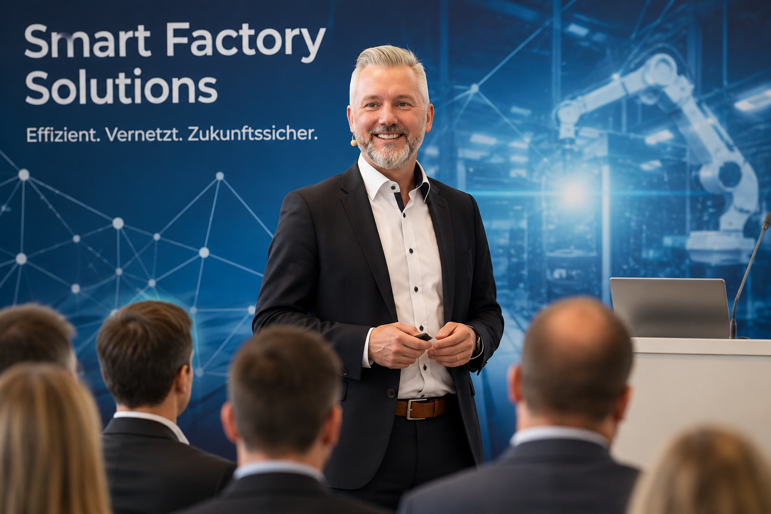 Sascha Heinzemann bei einem Smart-Factory-Vortrag